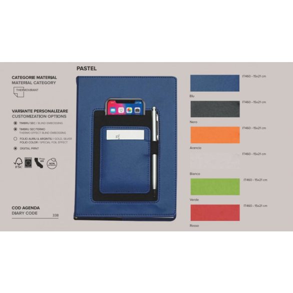 Agenda-datata-zilnic-cu-suport-pentru-telefon-Pastel-15-x-21-cm-Negru