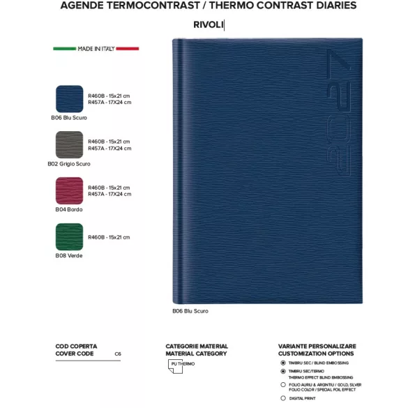 Agenda 2027 datata zilnic Rivoli 15 x 21 cm - [Gri - Tortora]