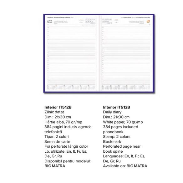 01512MATBL14-Agenda-A4-datata-zilnic-Matra-Albastru