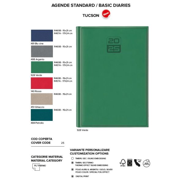 Agenda 2026 datata zilnic Tucson 17 x 24 cm - [Verde]