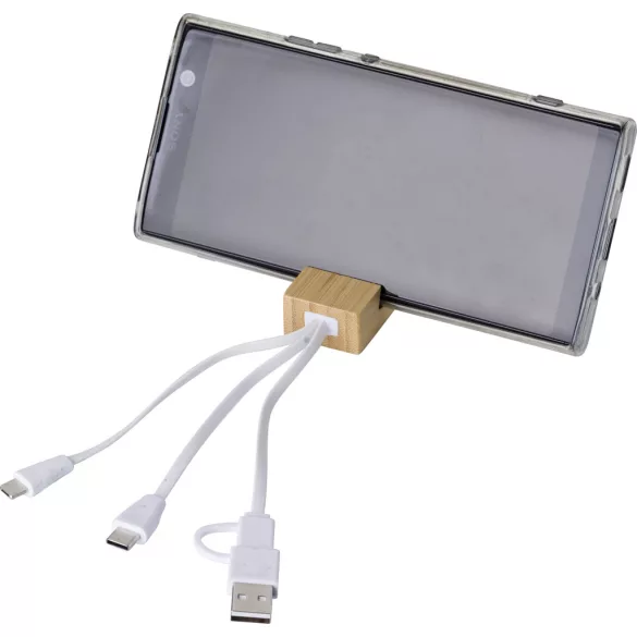 1015141-011 - Cablu de date cu breloc din bambus si suport pentru telefon - Sutton
