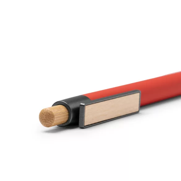 BL1506-Pix-din-metal-cauciucat-cu-buton-din-bambus-clip-lat-si-plat-din-bambus-ideal-pentru-personalizare-COPLA-ROSU