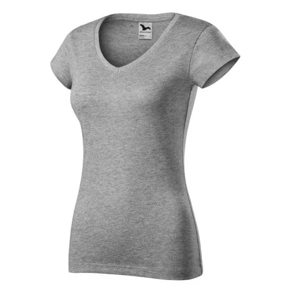 1621212-Tricou-pentru-dama-Fit-V-neck-Gri-inchis-MALFINI