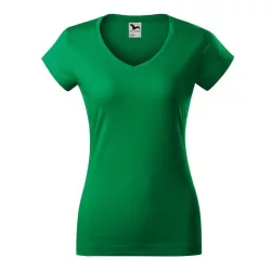 1621612-Tricou-pentru-dama-Fit-V-neck-Verde-mediu-MALFINI