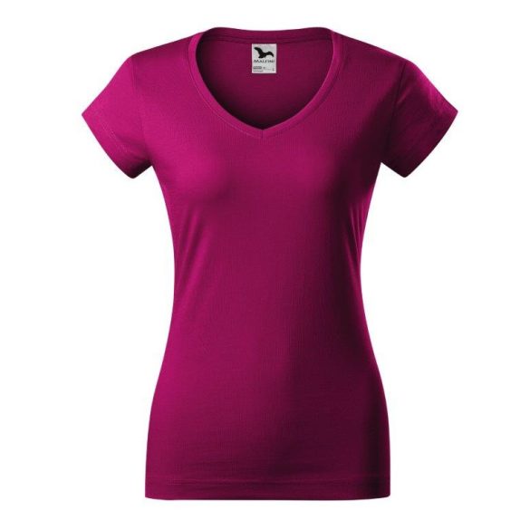 1624912-Tricou-pentru-dama-Fit-V-neck-Rosu-fucsie-MALFINI