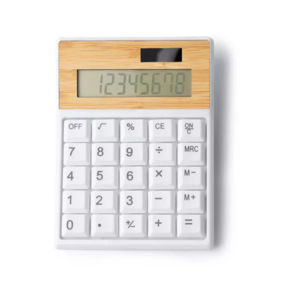 CL1717-Calculator-cu-8-cifre-din-ABS-reciclat-si-bambus-VEREX-ALB