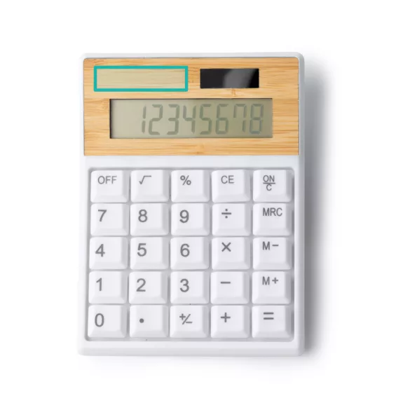 CL1717-Calculator-cu-8-cifre-din-ABS-reciclat-si-bambus-VEREX-ALB