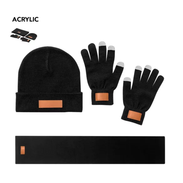 22007-MK - Set manusi, caciula si fular - Hibbert - BLACK