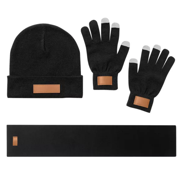 22007-MK - Set manusi, caciula si fular - Hibbert - BLACK