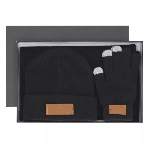 22007-MK - Set manusi, caciula si fular - Hibbert - BLACK