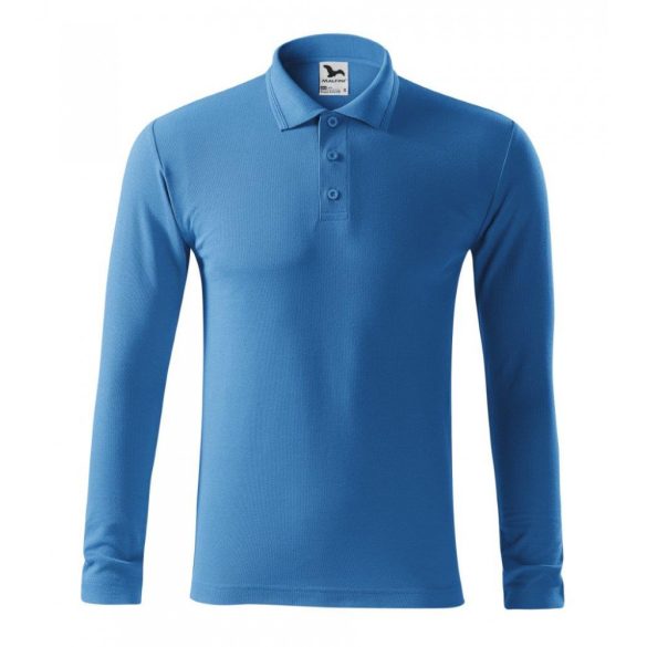 2211413-Tricou-polo-pentru-barbati-Pique-Polo-LS-Albastru-azuriu