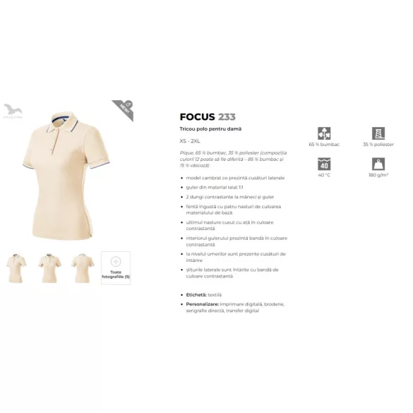 2332113 - Tricou polo de dama - Focus - Malfini - [Migdala]
