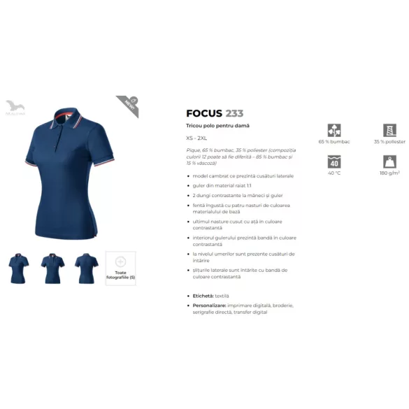2338713 - Tricou polo de dama - Focus - Malfini - [Midnight blue]