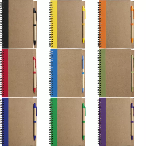 2715-024 - Notes din carton reciclat cu spira si pix - Stella - B6