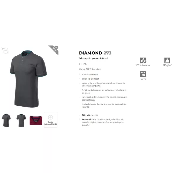 2738313 - Tricou polo pentru barbati - Diamond - Malfini Premium - [Antracit deschis]
