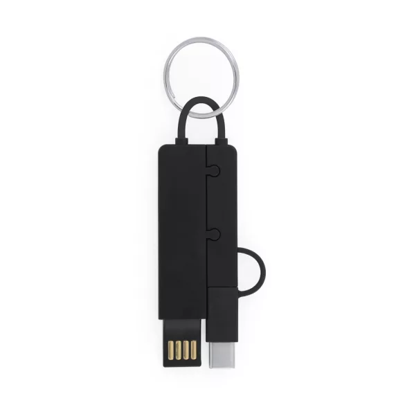 IA3009 - Breloc incarcator 3-in-1 din ABS - CRUX - NEGRU