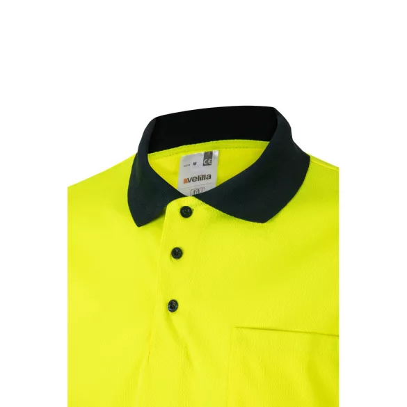 36063-204 - Tricou polo bicolor bird-eye (160g/m2) cu maneci scurte, din poliester (100%) - CUPID - Velilla