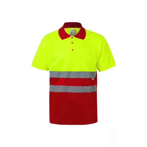 36063-205 - Tricou polo bicolor bird-eye (160g/m2) cu maneci scurte, din poliester (100%) - CUPID - Velilla