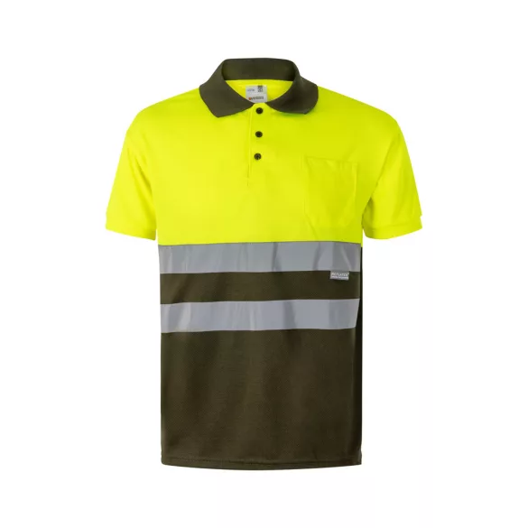 36063-219 - Tricou polo bicolor bird-eye (160g/m2) cu maneci scurte, din poliester (100%) - CUPID - Velilla