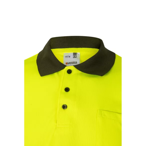 36063-219 - Tricou polo bicolor bird-eye (160g/m2) cu maneci scurte, din poliester (100%) - CUPID - Velilla