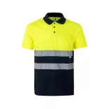 36065-204 - Tricou polo bicolor bird-eye (160g/m2) cu maneci scurte, din poliester (100%) - CUPID LARGE - Velilla
