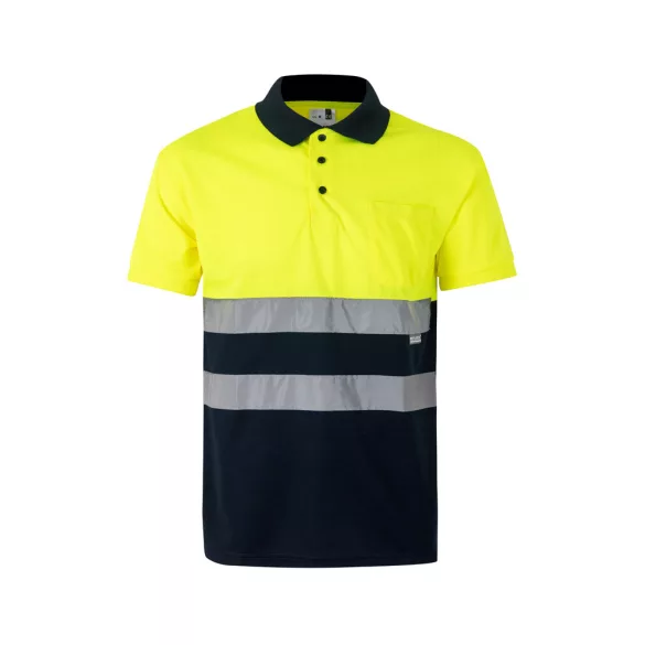 36065-204 - Tricou polo bicolor bird-eye (160g/m2) cu maneci scurte, din poliester (100%) - CUPID LARGE - Velilla