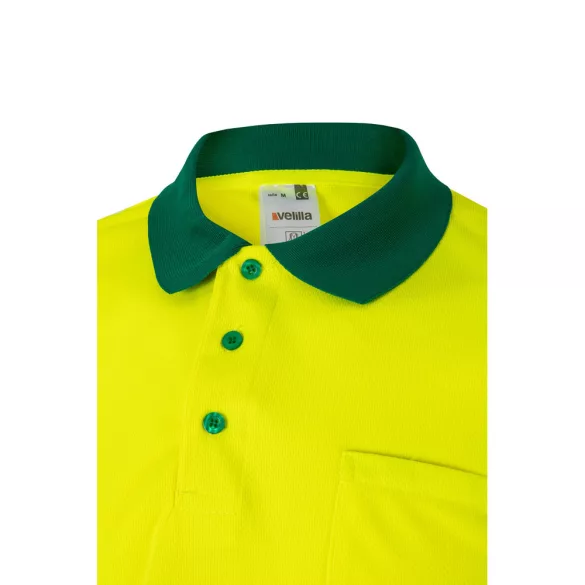 36065-209 - Tricou polo bicolor bird-eye (160g/m2) cu maneci scurte, din poliester (100%) - CUPID LARGE - Velilla