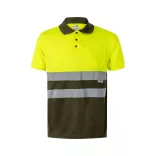 36065-219 - Tricou polo bicolor bird-eye (160g/m2) cu maneci scurte, din poliester (100%) - CUPID LARGE - Velilla