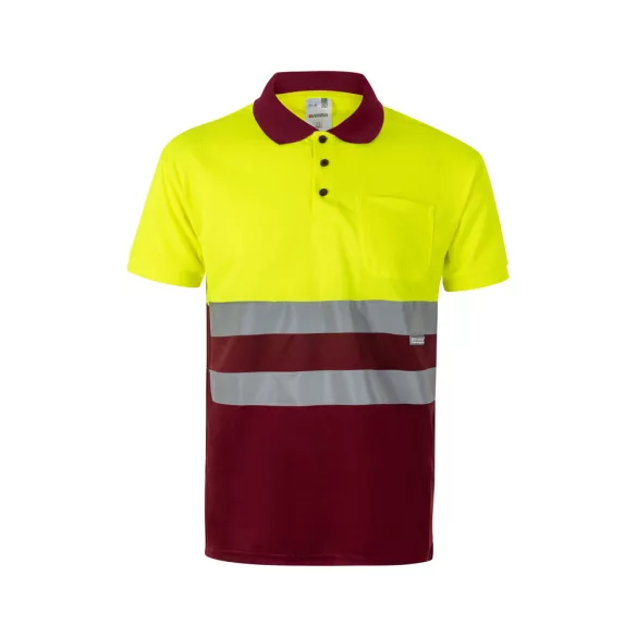 36065-225 - Tricou polo bicolor bird-eye (160g/m2) cu maneci scurte, din poliester (100%) - CUPID LARGE - Velilla
