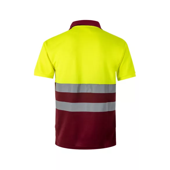 36065-225 - Tricou polo bicolor bird-eye (160g/m2) cu maneci scurte, din poliester (100%) - CUPID LARGE - Velilla