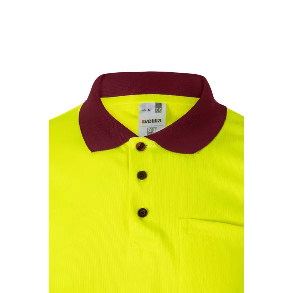 36065-225 - Tricou polo bicolor bird-eye (160g/m2) cu maneci scurte, din poliester (100%) - CUPID LARGE - Velilla