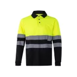 36067-203 - Tricou polo bicolor cu ochi de pasare (160g/m2) cu maneci lungi, din poliester (100%) - VULCAN - Velilla
