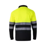 36067-203 - Tricou polo bicolor cu ochi de pasare (160g/m2) cu maneci lungi, din poliester (100%) - VULCAN - Velilla