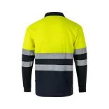 36067-204 - Tricou polo bicolor cu ochi de pasare (160g/m2) cu maneci lungi, din poliester (100%) - VULCAN - Velilla