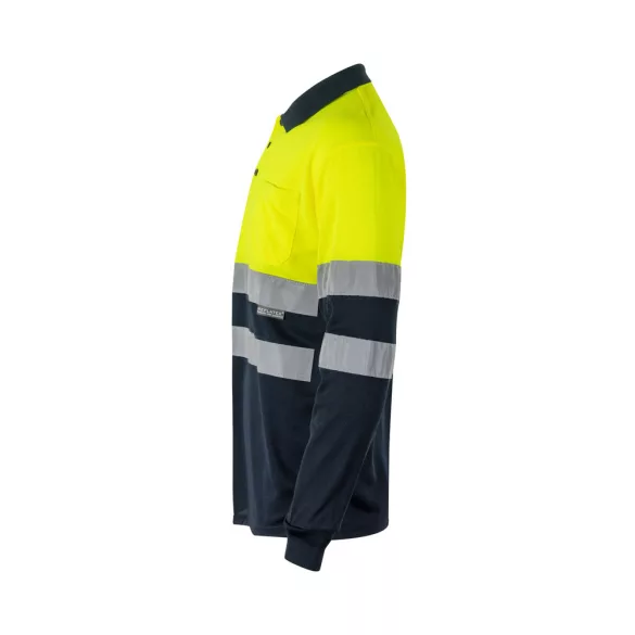 36067-204 - Tricou polo bicolor cu ochi de pasare (160g/m2) cu maneci lungi, din poliester (100%) - VULCAN - Velilla