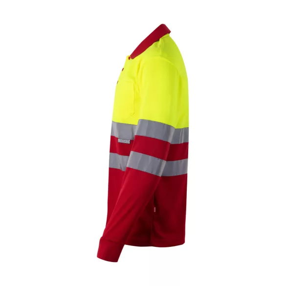 36067-205 - Tricou polo bicolor cu ochi de pasare (160g/m2) cu maneci lungi, din poliester (100%) - VULCAN - Velilla