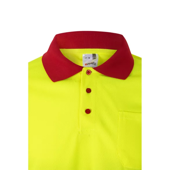 36067-205 - Tricou polo bicolor cu ochi de pasare (160g/m2) cu maneci lungi, din poliester (100%) - VULCAN - Velilla