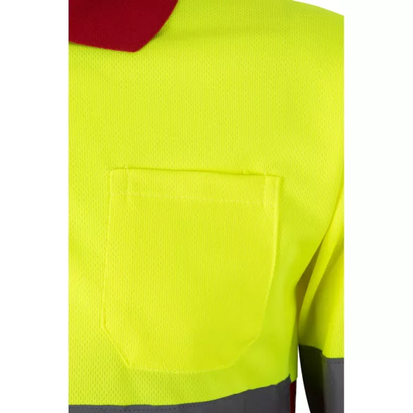 36067-205 - Tricou polo bicolor cu ochi de pasare (160g/m2) cu maneci lungi, din poliester (100%) - VULCAN - Velilla