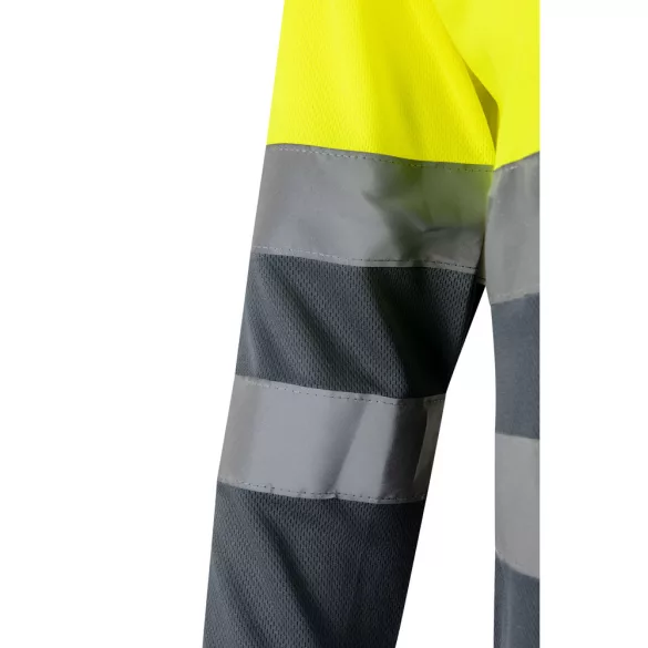 36067-207 - Tricou polo bicolor cu ochi de pasare (160g/m2) cu maneci lungi, din poliester (100%) - VULCAN - Velilla