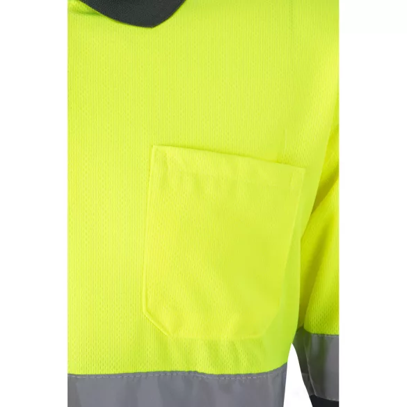 36067-207 - Tricou polo bicolor cu ochi de pasare (160g/m2) cu maneci lungi, din poliester (100%) - VULCAN - Velilla