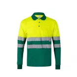 36067-209 - Tricou polo bicolor cu ochi de pasare (160g/m2) cu maneci lungi, din poliester (100%) - VULCAN - Velilla