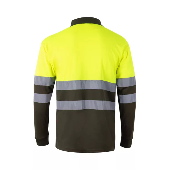 36067-219 - Tricou polo bicolor cu ochi de pasare (160g/m2) cu maneci lungi, din poliester (100%) - VULCAN - Velilla