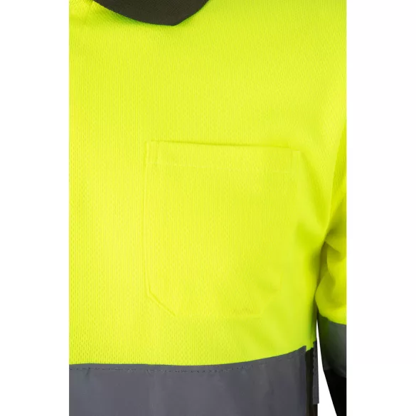 36067-219 - Tricou polo bicolor cu ochi de pasare (160g/m2) cu maneci lungi, din poliester (100%) - VULCAN - Velilla