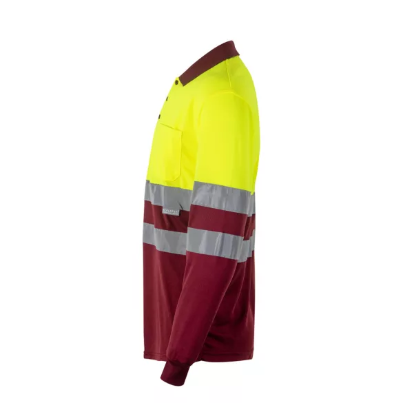 36067-225 - Tricou polo bicolor cu ochi de pasare (160g/m2) cu maneci lungi, din poliester (100%) - VULCAN - Velilla