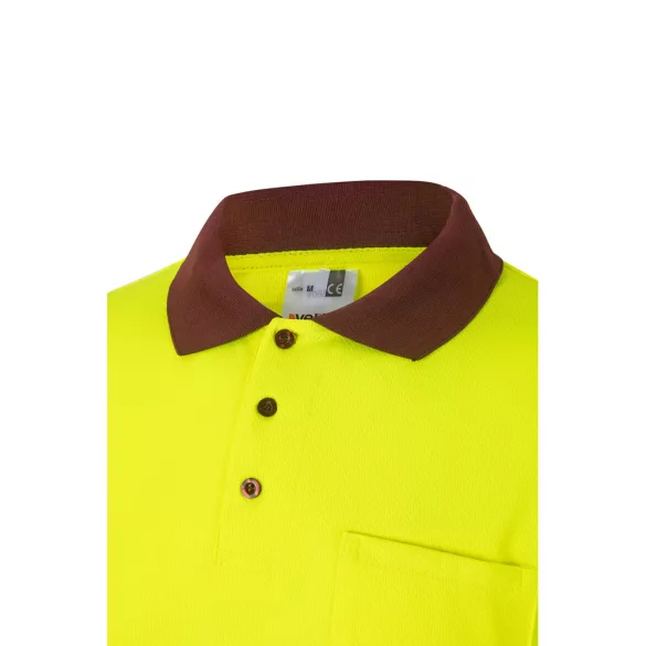 36067-225 - Tricou polo bicolor cu ochi de pasare (160g/m2) cu maneci lungi, din poliester (100%) - VULCAN - Velilla