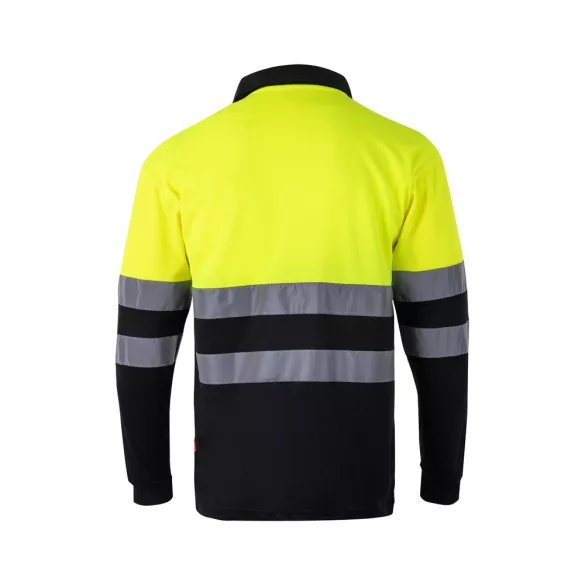 36069-203 - Tricou polo bicolor in forma de ochi de pasare (160g/m2) cu maneci lungi, din poliester (100%) - VULCAN LARGE - Velilla