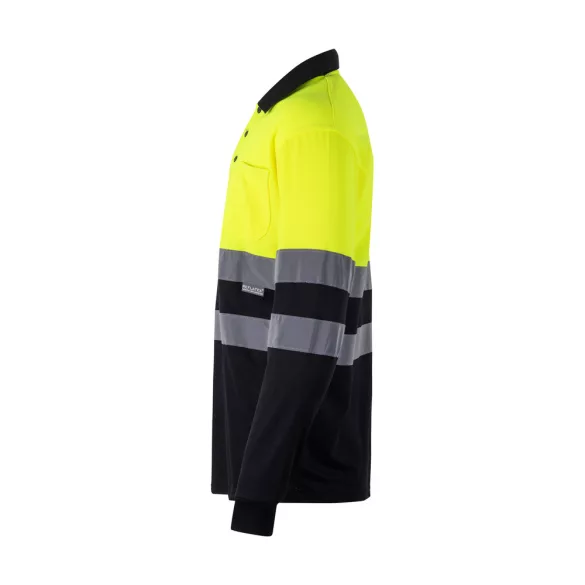 36069-203 - Tricou polo bicolor in forma de ochi de pasare (160g/m2) cu maneci lungi, din poliester (100%) - VULCAN LARGE - Velilla