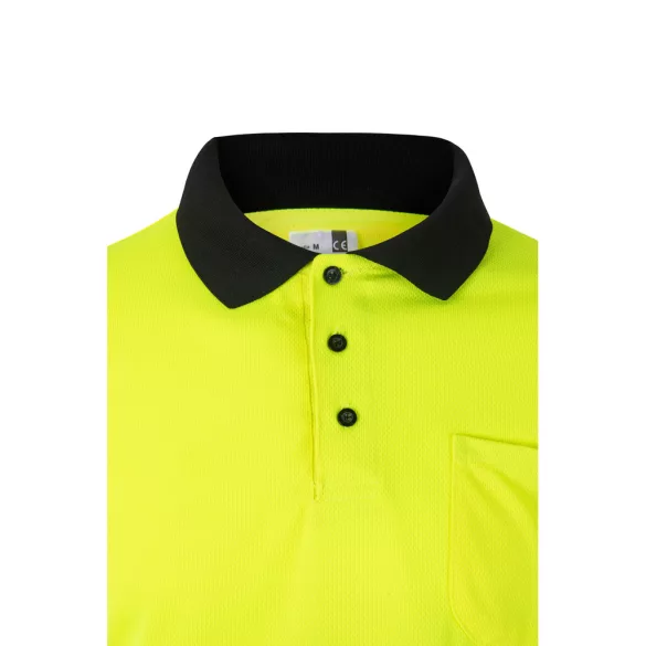 36069-203 - Tricou polo bicolor in forma de ochi de pasare (160g/m2) cu maneci lungi, din poliester (100%) - VULCAN LARGE - Velilla