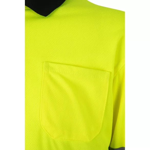 36069-203 - Tricou polo bicolor in forma de ochi de pasare (160g/m2) cu maneci lungi, din poliester (100%) - VULCAN LARGE - Velilla
