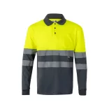 36069-207 - Tricou polo bicolor in forma de ochi de pasare (160g/m2) cu maneci lungi, din poliester (100%) - VULCAN LARGE - Velilla